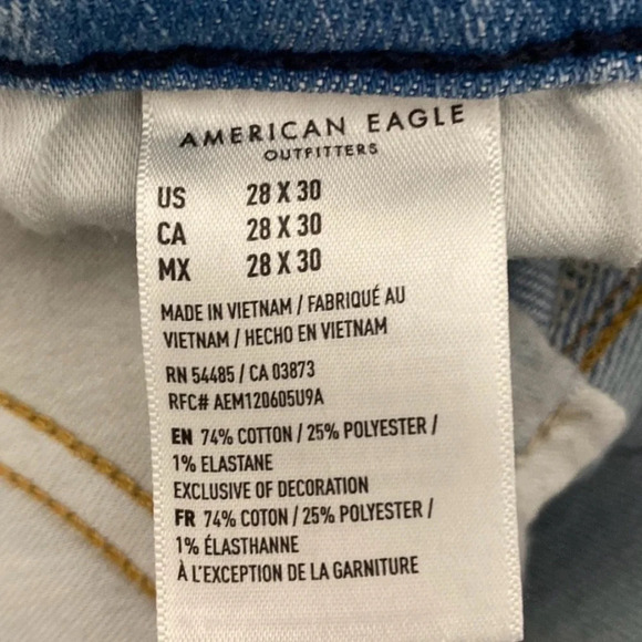 American Eagle Jeans Men 28x30 Light Wash Airflex Temp Tech Denim Stained Grunge - Picture 8 of 16